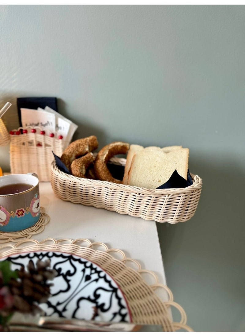 Maison Avf - Rattan Bread Basket Oval Bread Bowl - Image 1