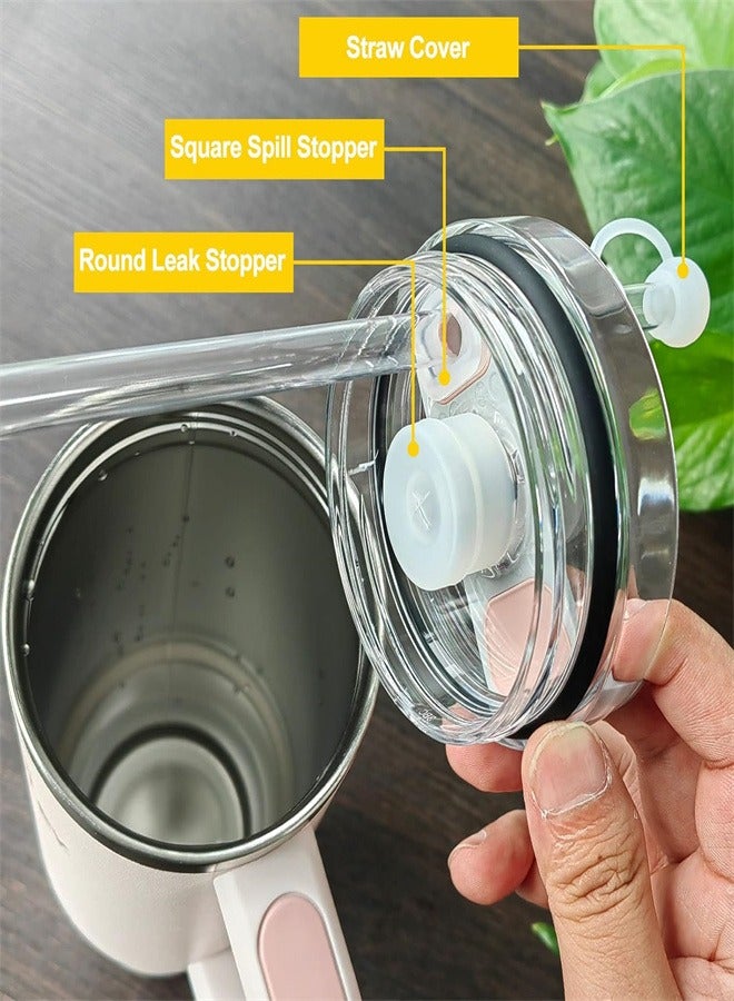 6PCS Silicone Spill Proof Stoppers Accessories, Silicone Spill Proof Stopper Set with Stanley Cup ,Reusable Square Spill Round Leak Stopper Leakproof Straw Topper Cup Straw Cover