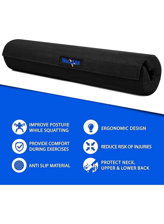 Yes4All Barbell Pad Gym Foam Bar Nylon Cover For Hip Thrust Squat Weightlifting Extra Thick Cushion Olympic Lifting Velcro Straps Padded Shoulder Accessories For Home Gym  - Image 5