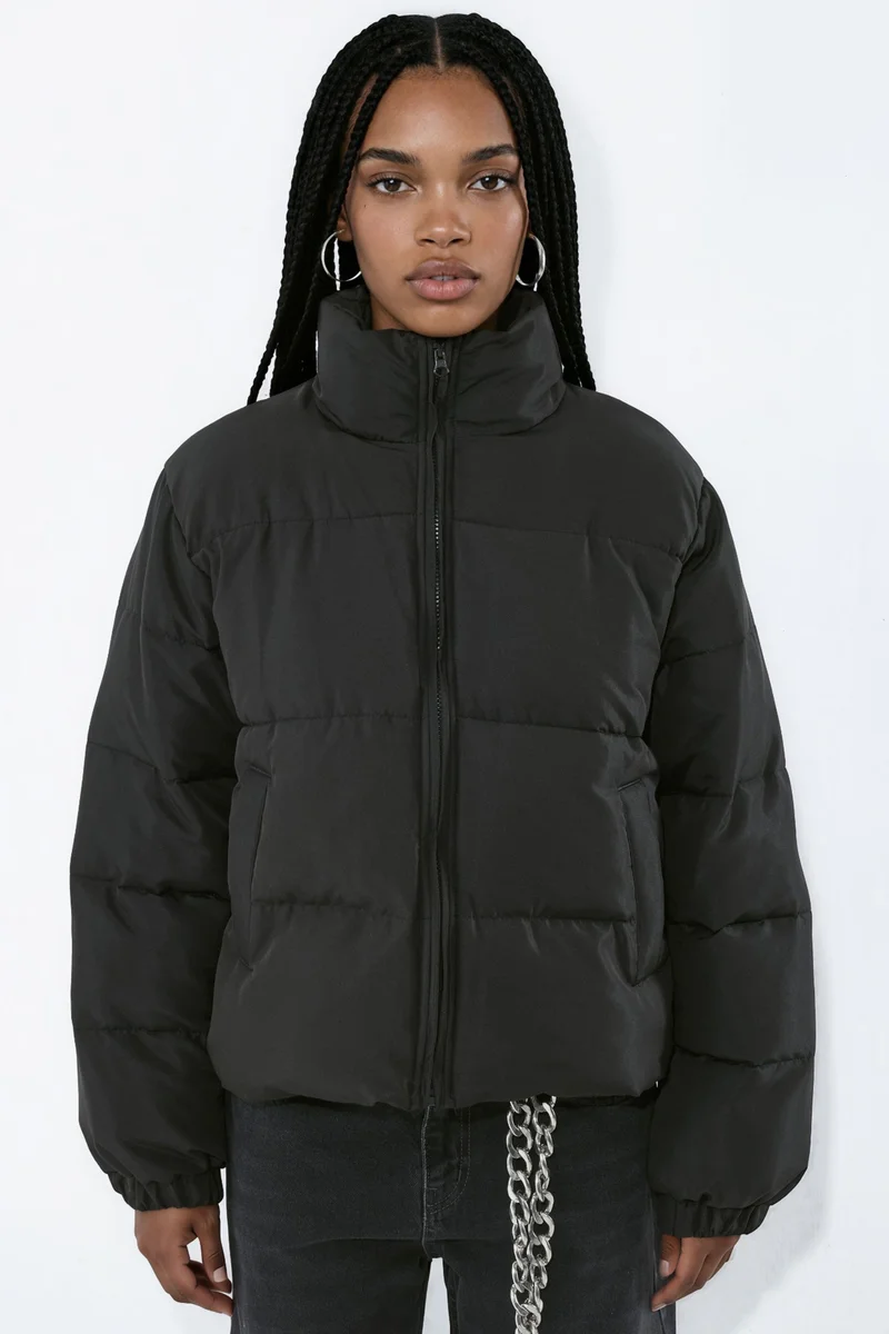 Hiccup Black Basic Puffer Jacket for Women | Best Price UAE