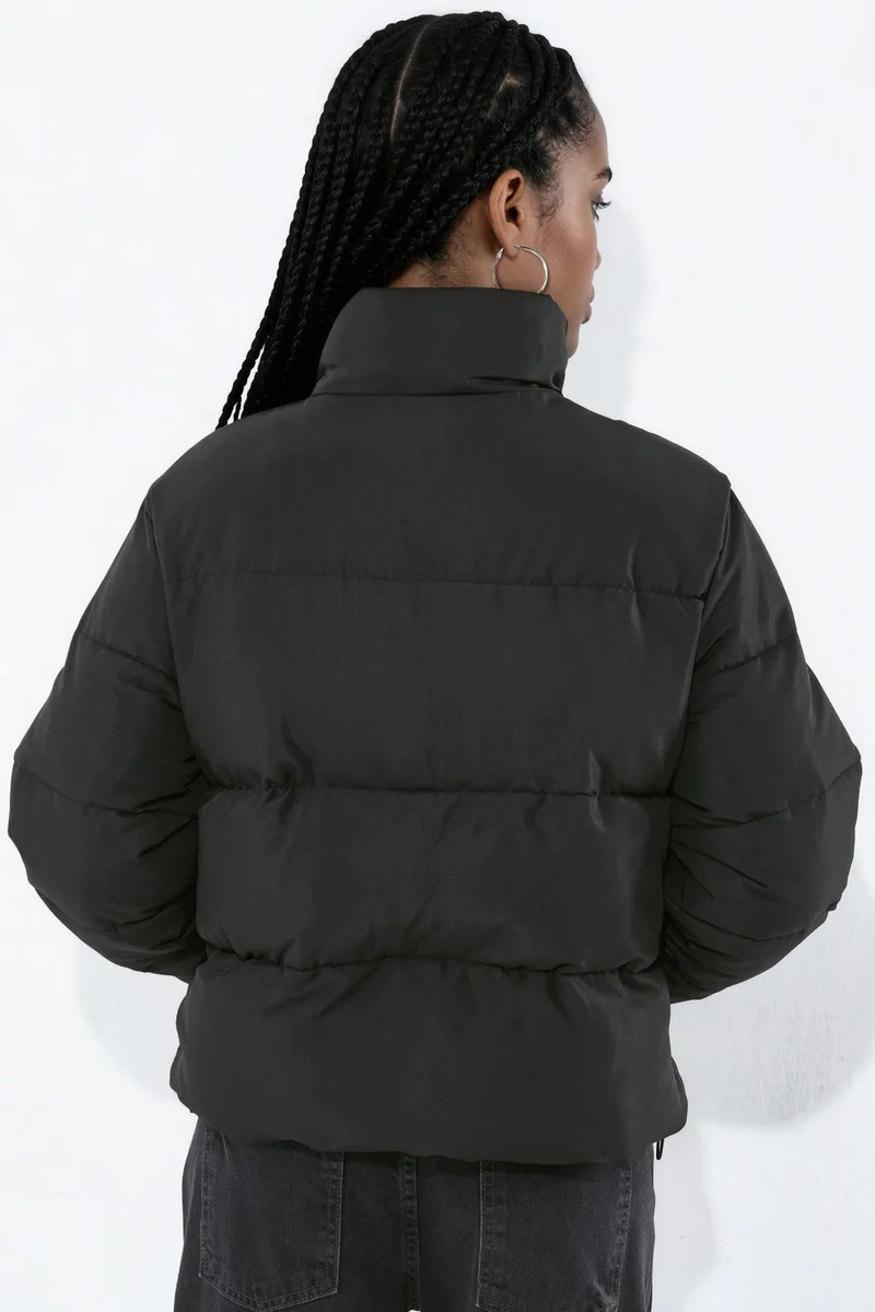 Hiccup Black Basic Puffer Jacket for Women | Best Price UAE