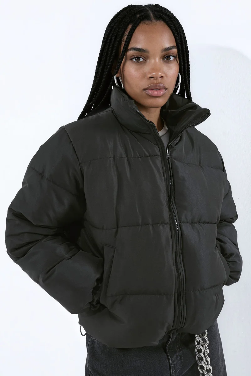 Hiccup Black Basic Puffer Jacket for Women | Best Price UAE