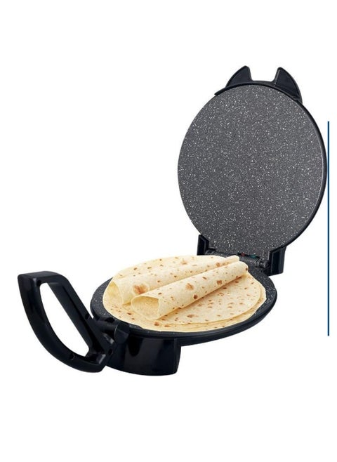 MATSU 10-Inch Electric Roti Maker – 1200W Non-Stick Chapati Press with Durable Stainless Steel Body, Adjustable Temperature Control for Perfect Flatbreads, Dual Indicator Lights, Safety Lock, Easy Cleaning, Compact Design – 220-240V Home Kitchen Appliance
