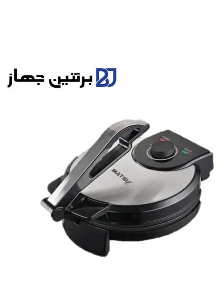 Generic - MATSU 10-Inch Electric Roti Maker – 1200W Non-Stick Chapati Press with Durable Stainless Steel Body, Adjustable Temperature Control for Perfect Flatbreads, Dual Indicator Lights, Safety Lock, Easy Cleaning, Compact Design – 220-240V Home Kitchen Appliance - Image 1