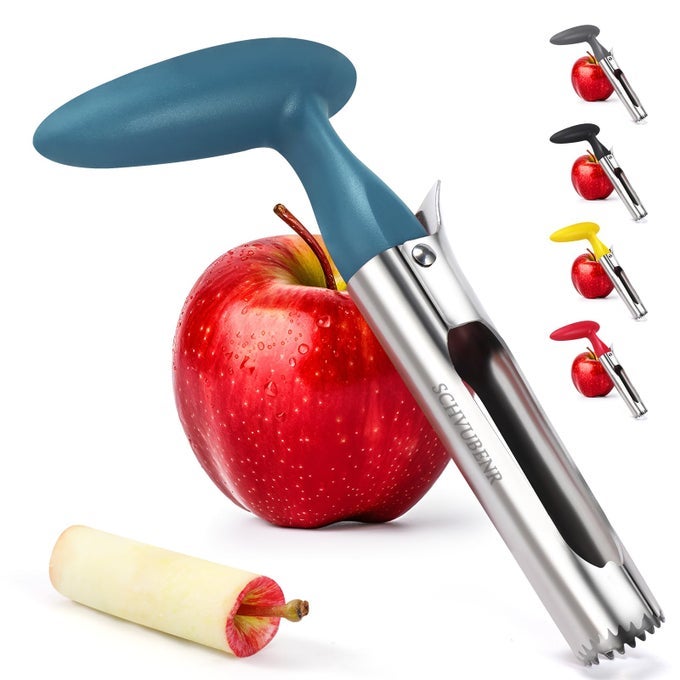 PREMIUM APPLE CORER TOOL EASY TO USE AND CLEAN STURDY APPLE REMOVER WITH SHARP SERRATED TIPS STAINLESS STEEL CORERS FOR APPLE AND PEAR CORE FRUITS WITH EASE BLUE
