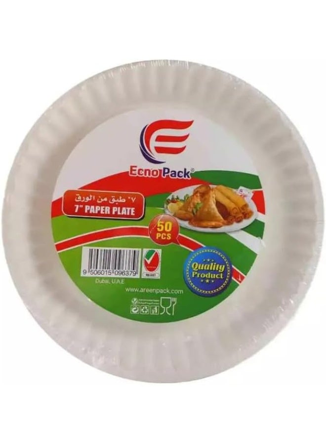 Ecno Pack Disposable Paper Plates 7inch Size- 50pcs - Image 2