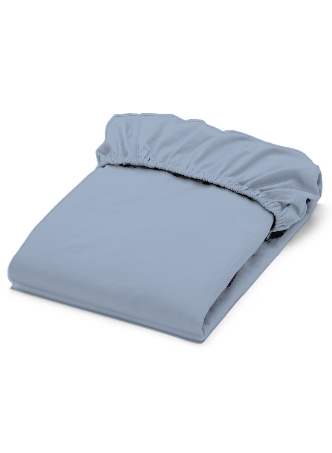 Noon East King Size Fitted Sheet | Soft 400TC Sateen Cotton Material | Sky Blue Color | 1 Fitted Sheet 180 X 200 Cm With 40 Cm Deep Pocket| Suitable For King Size Mattress - Image 4