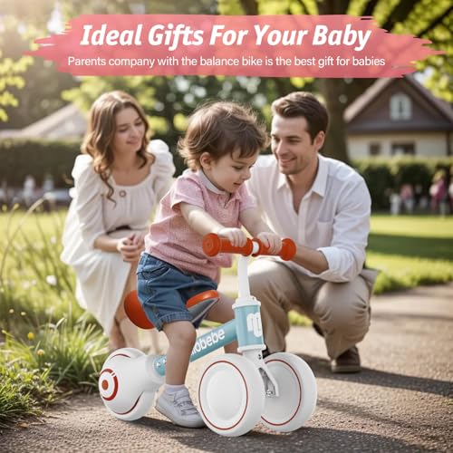 allobebe Baby Balance Bike for 1 Year Old, Toddler First Balance Bike, No Pedal Infant 4 Wheels Baby Walker First Birthday Gift, Mini Bike for 12-24 Months, Shinning Blue - Image 2