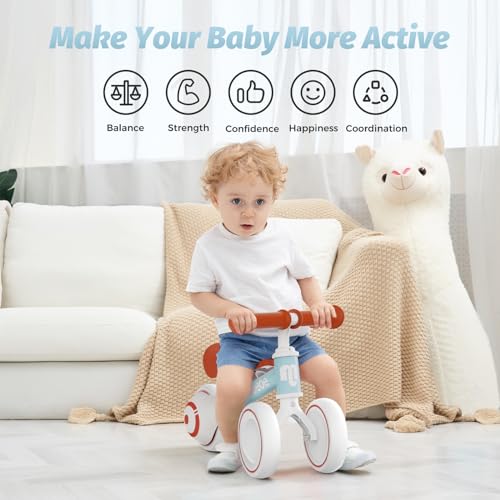 allobebe Baby Balance Bike for 1 Year Old, Toddler First Balance Bike, No Pedal Infant 4 Wheels Baby Walker First Birthday Gift, Mini Bike for 12-24 Months, Shinning Blue - Image 4