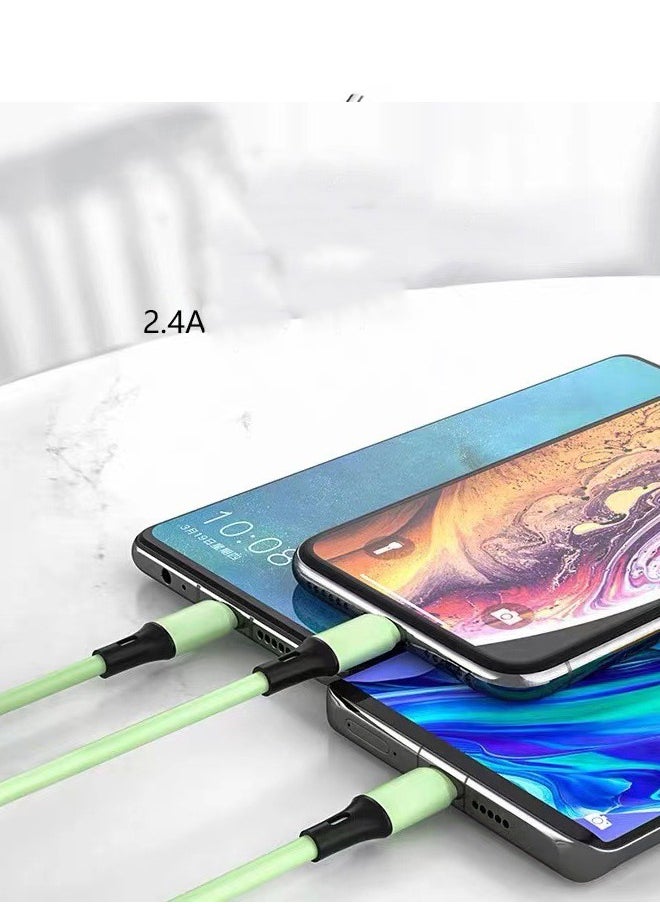 هاف دريم ثلاثة في واحد خط شحن سريع نوع جيم مصغرة USB ميناء 1.2M العالمي خط شحن 5A شحن سريع الخضراء  - Image 2