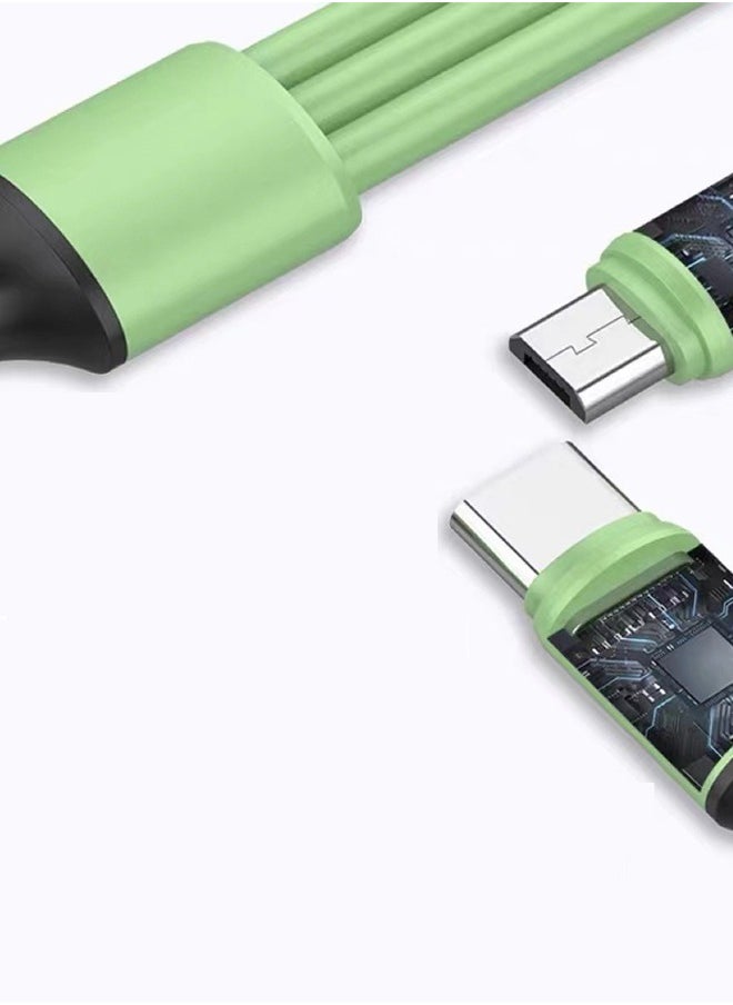 هاف دريم ثلاثة في واحد خط شحن سريع نوع جيم مصغرة USB ميناء 1.2M العالمي خط شحن 5A شحن سريع الخضراء  - Image 3