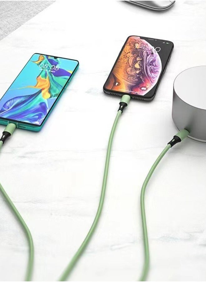 هاف دريم ثلاثة في واحد خط شحن سريع نوع جيم مصغرة USB ميناء 1.2M العالمي خط شحن 5A شحن سريع الخضراء  - Image 4