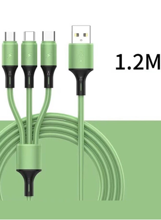 هاف دريم ثلاثة في واحد خط شحن سريع نوع جيم مصغرة USB ميناء 1.2M العالمي خط شحن 5A شحن سريع الخضراء  - Image 5