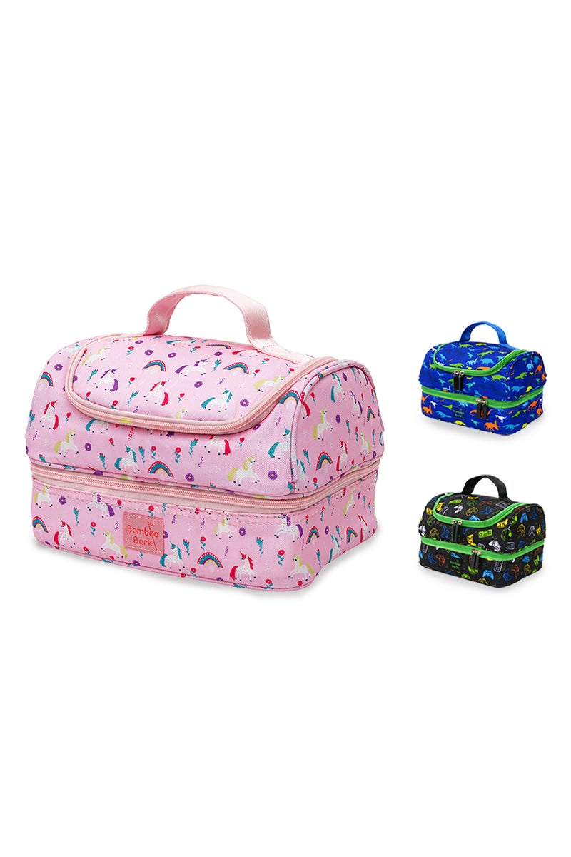 Bamboo Bark kids childrens double layer insulated lunch bag for school, picnic, nursery, toddler - Image 1