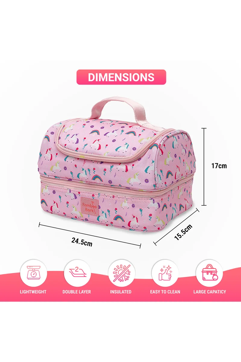 Bamboo Bark Bamboo Bark kids childrens double layer insulated lunch bag for school, picnic, nursery, toddler