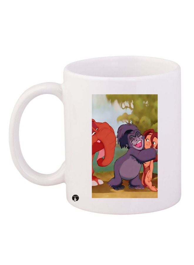 RYN Mowgli Printed Coffee Mug White/Beige/Green 11ounce