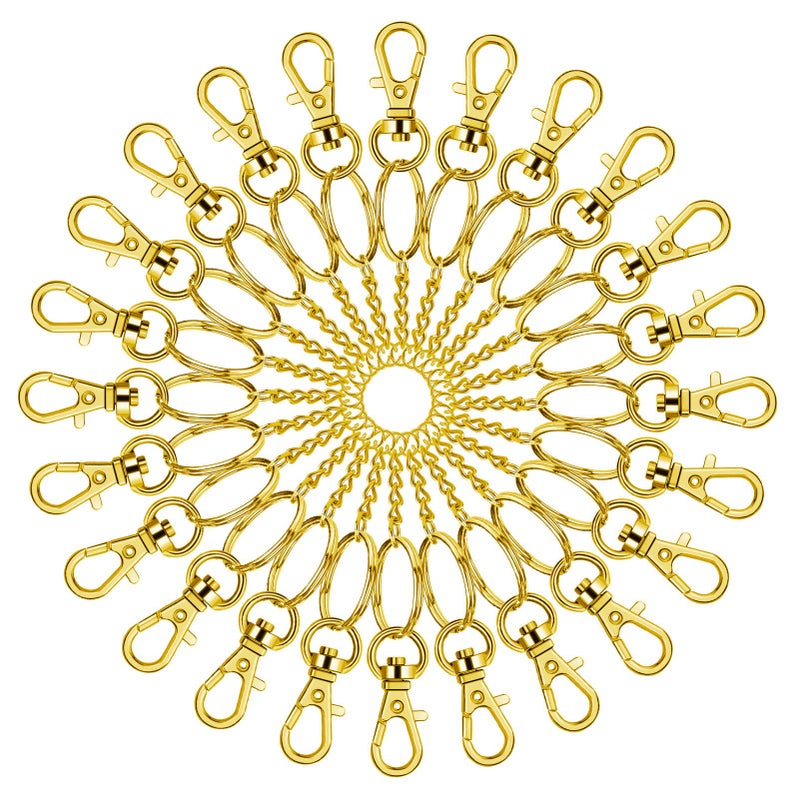 Oubaka 150Pcs Gold Swivel Snap Hook SetSwivel Clasp Keychain Hook Lobster Clasp Split Key Rings with Chain and Jump Rings Bulk for Keychain LanyardJewelryDIY Crafts Supplies