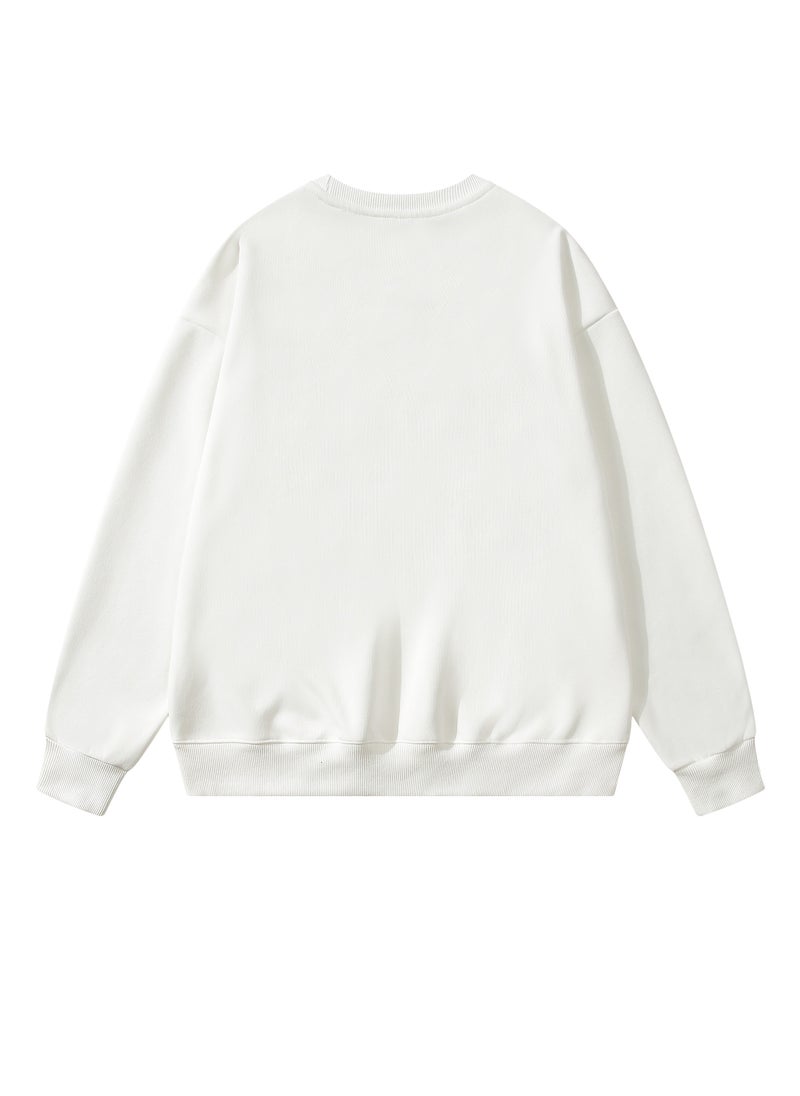 Loquat - Solid Color Men's Wool Thickened Sweatshirt White - Image 1