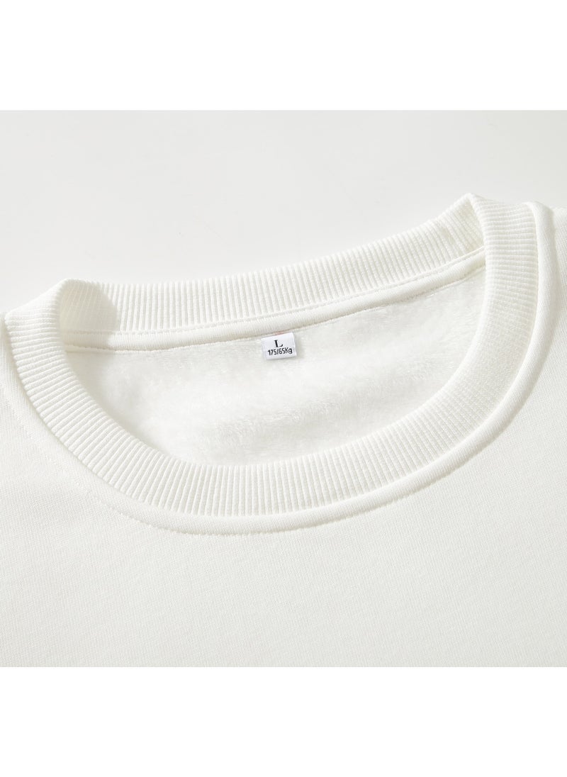 Loquat - Solid Color Men's Wool Thickened Sweatshirt White - Image 1