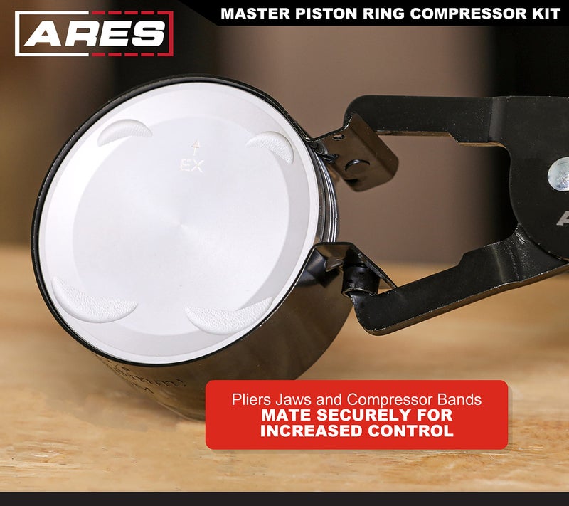 ARES 15092 – Master Piston Ring Compressor Kit – Heavy Duty Stamped Steel Construction for Strong and Secure Band Compression - Piston Size Coverage from 2-7/8-Inch to 4-3/8-Inch (73mm to 111mm) - Image 5