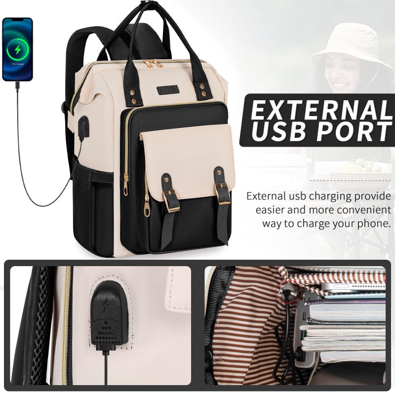 ANILD Travel Laptop Backpack for Women, 15.6 Inch Work Backpack with USB Charging and Port Luggage Strap, Airline Approved Business Work Bag for Nurse College Teacher - Image 5