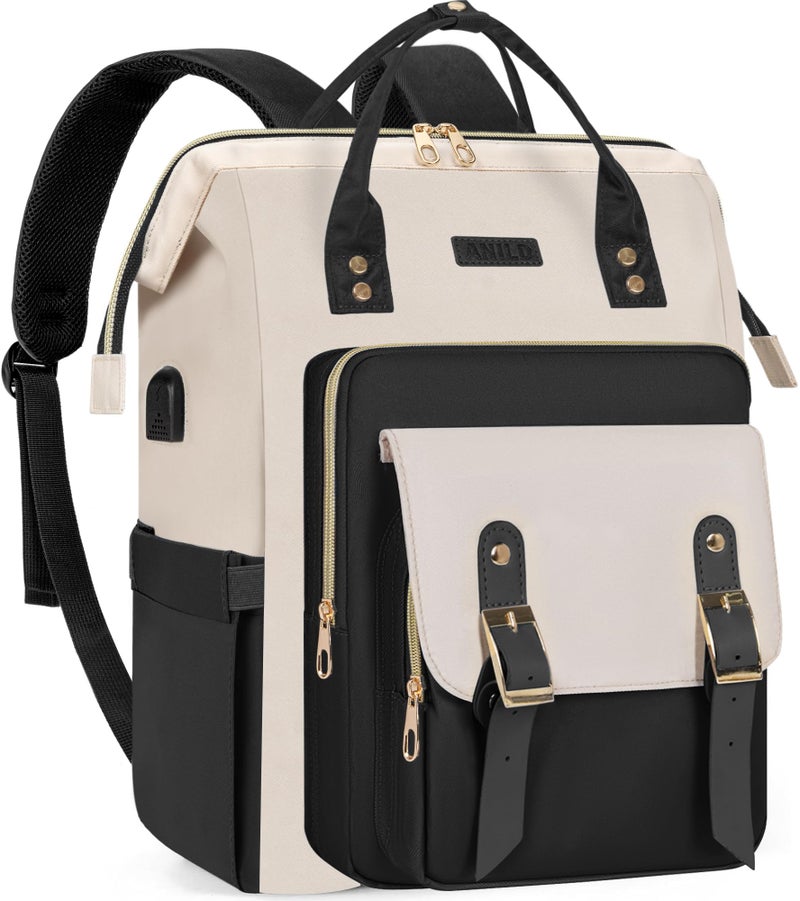 ANILD Travel Laptop Backpack for Women, 15.6 Inch Work Backpack with USB Charging and Port Luggage Strap, Airline Approved Business Work Bag for Nurse College Teacher - Image 1