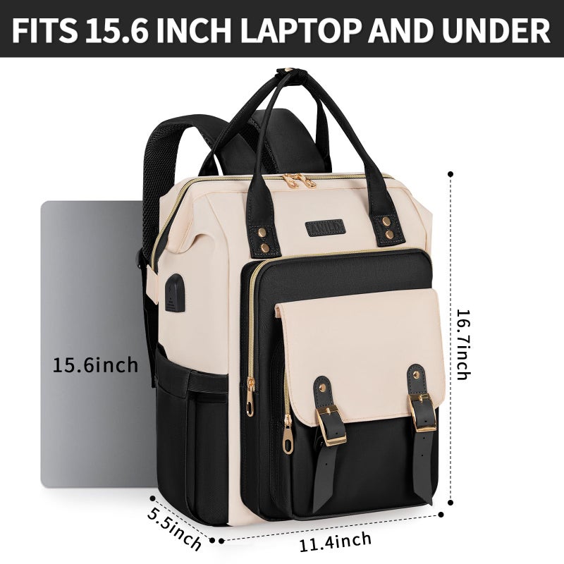 ANILD Travel Laptop Backpack for Women, 15.6 Inch Work Backpack with USB Charging and Port Luggage Strap, Airline Approved Business Work Bag for Nurse College Teacher - Image 2