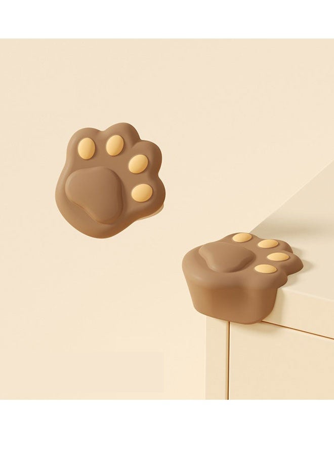 4PCs Brown Cat Paw-Shaped Baby Safety Corner Guards - Silicone Baby Proofing Protectors with Self-Adhesive Tape, Child Safety Edge Cushion for Furniture Sharp Corners - Image 1