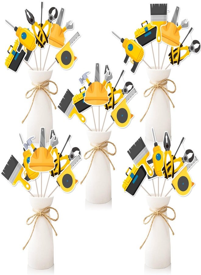 Balterever Tools Party Decorations 24PCS Tools Birthday Party Centerpieces Sticks Hammer Mechanic Drill Party Decorations Toolbox Table Centerpieces for Baby Shower Birthday - Image 1