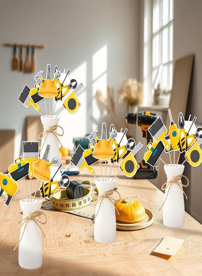 Balterever Tools Party Decorations 24PCS Tools Birthday Party Centerpieces Sticks Hammer Mechanic Drill Party Decorations Toolbox Table Centerpieces for Baby Shower Birthday - Image 4