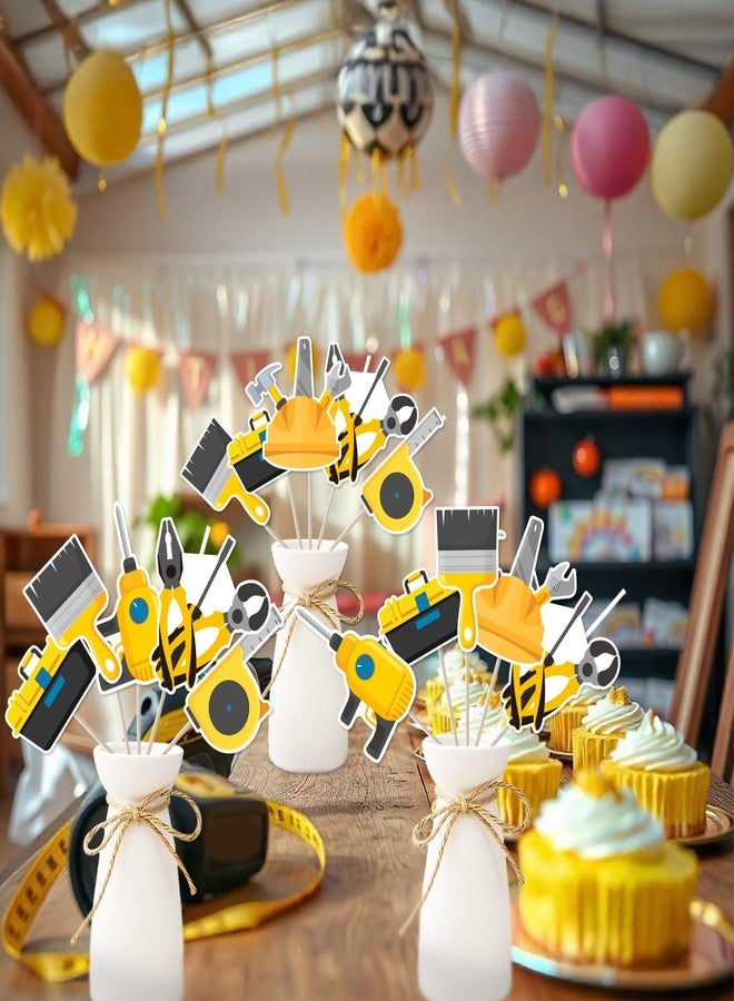Balterever Tools Party Decorations 24PCS Tools Birthday Party Centerpieces Sticks Hammer Mechanic Drill Party Decorations Toolbox Table Centerpieces for Baby Shower Birthday - Image 3