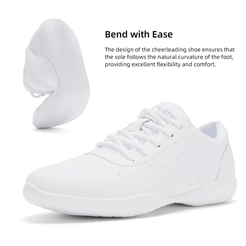 OLORA Girls Cheer Shoes White Cheerleading Dance Sneakers Breathable Lightweight Comfortable for Youth Athletic Training Tennis Sport Dancing Cheerleader Competition US Size 8 - Image 4