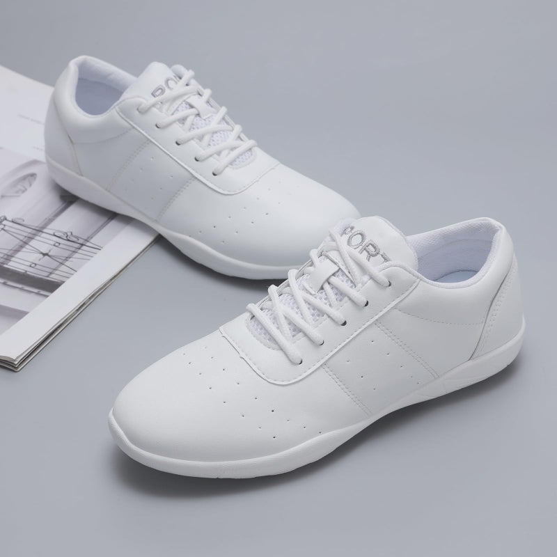 OLORA Girls Cheer Shoes White Cheerleading Dance Sneakers Breathable Lightweight Comfortable for Youth Athletic Training Tennis Sport Dancing Cheerleader Competition US Size 8 - Image 2