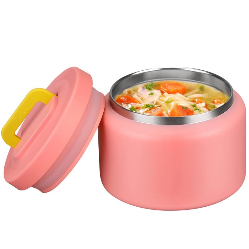 MAISON HUIS 8oz Soup Thermo Wide Mouth Vacuum Insulated Thermo Food Jar Leak Proof Stainless Steel Thermo for HotCold Food Kids Food Lunch Soup Container for School Travel Pink