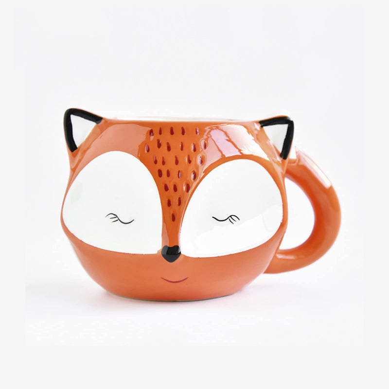 Hosoncovy 550ML 3D Animal Shaped Ceramic Mug With Handle  Coffee Tea Milk Drink Cup  Gift Fox