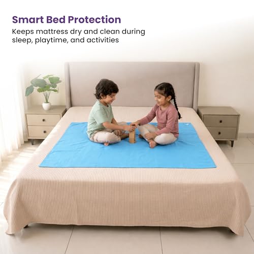 MY ARMOR Baby Dry Sheet for New Born Baby, Anti-Piling Waterproof Mattress Protector for Bed (Quick Drying/Extra Absorbent Dry Sheet for Bed) - Large Size 100x140 cm with, Pack of 1, Sky Blue - Image 3