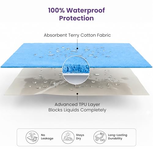 MY ARMOR Baby Dry Sheet for New Born Baby, Anti-Piling Waterproof Mattress Protector for Bed (Quick Drying/Extra Absorbent Dry Sheet for Bed) - Large Size 100x140 cm with, Pack of 1, Sky Blue - Image 5