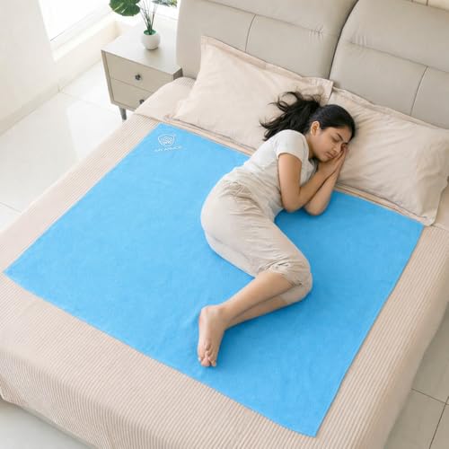 MY ARMOR Baby Dry Sheet for New Born Baby, Anti-Piling Waterproof Mattress Protector for Bed (Quick Drying/Extra Absorbent Dry Sheet for Bed) - Large Size 100x140 cm with, Pack of 1, Sky Blue - Image 1