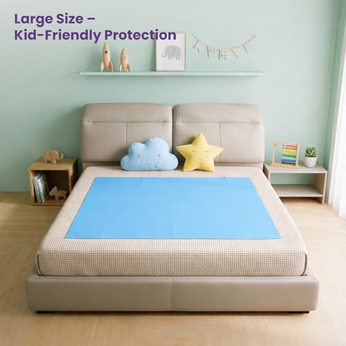 MY ARMOR Baby Dry Sheet for New Born Baby, Anti-Piling Waterproof Mattress Protector for Bed (Quick Drying/Extra Absorbent Dry Sheet for Bed) - Large Size 100x140 cm with, Pack of 1, Sky Blue - Image 2