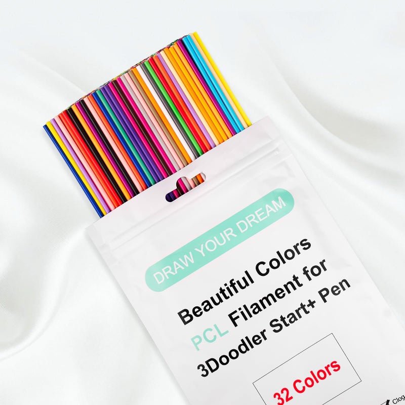 32 Colors 3D Doodler Pen Refills Packs For 3Doodler Start 3D Pen Low Printing Temperature Pcl Filament 3D Doodler Refills Each Color 15 2 Cm X 5 Pcs Total 160 Pcs Only Fit For 3Doodler Start
