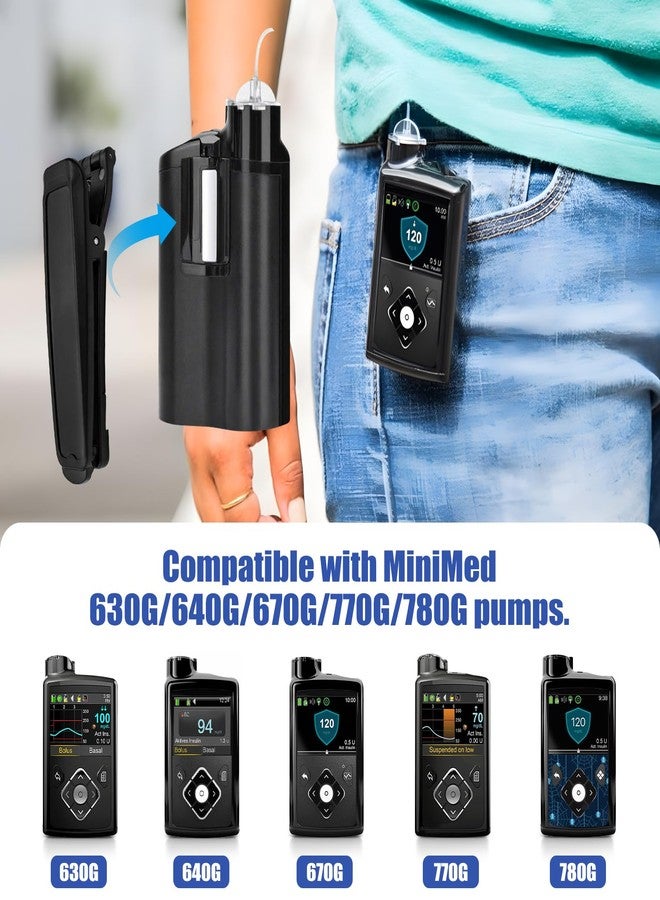 URYKEC 1 Pack Belt Clip for Diabetes Pump Accessories, Compatible with MiniMed Medtronic 670G 770G 780G 630G 640G Insulin Pumps (Black) - Image 3