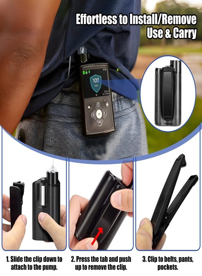 URYKEC 1 Pack Belt Clip for Diabetes Pump Accessories, Compatible with MiniMed Medtronic 670G 770G 780G 630G 640G Insulin Pumps (Black) - Image 5