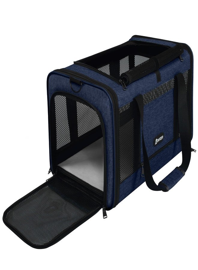 GAPZER Cat Carrier 18x11x11 United Airline Approved, Top Loader Heavy Duty Softshell Pet Flying Bag 18lbs, Small Dog Chihuahua Crate 5-10 Pounds, Kitty Transport Kennel, Miniature Poodle Case Navy - Image 1
