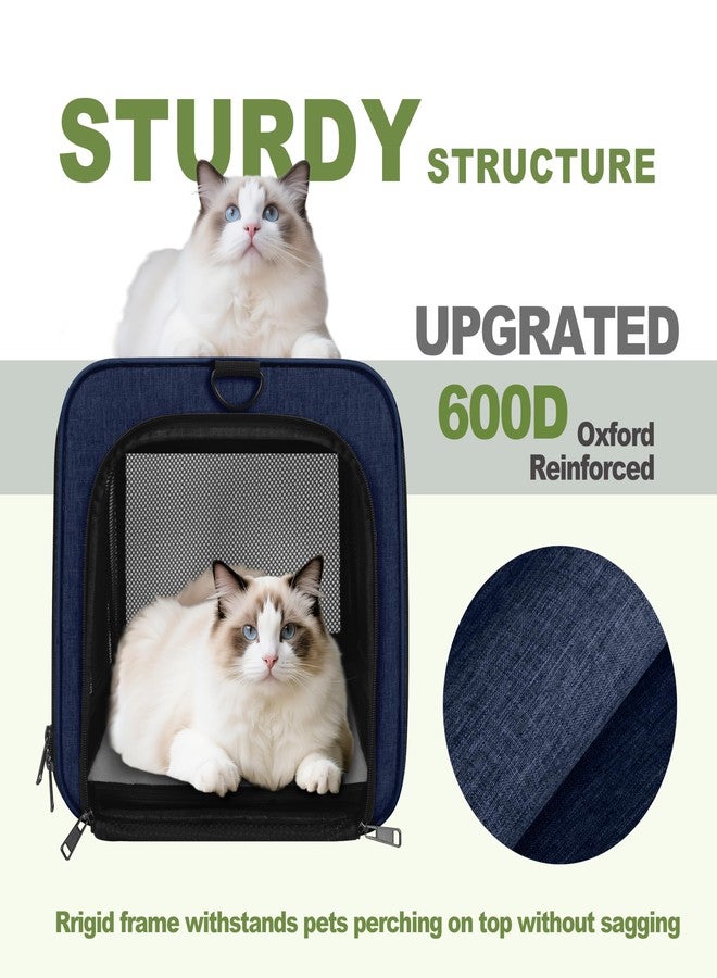 GAPZER Cat Carrier 18x11x11 United Airline Approved, Top Loader Heavy Duty Softshell Pet Flying Bag 18lbs, Small Dog Chihuahua Crate 5-10 Pounds, Kitty Transport Kennel, Miniature Poodle Case Navy - Image 4