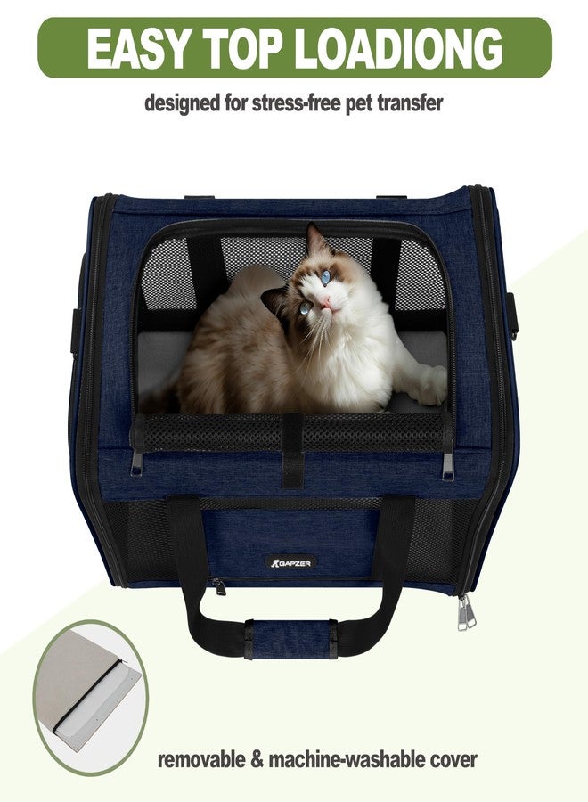 GAPZER Cat Carrier 18x11x11 United Airline Approved, Top Loader Heavy Duty Softshell Pet Flying Bag 18lbs, Small Dog Chihuahua Crate 5-10 Pounds, Kitty Transport Kennel, Miniature Poodle Case Navy - Image 5