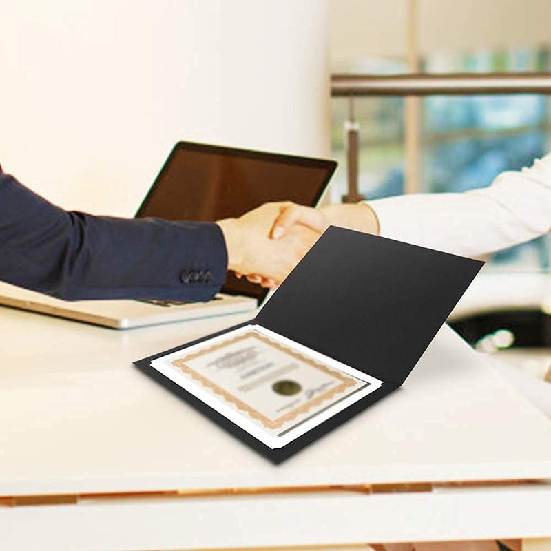 SUNEE Certificate Holders(Black, 30 Packs), Diploma Covers Gold Foil Border, for Letter Size 8.5x11 Certificates, Cardstock, Document Papers - Image 5