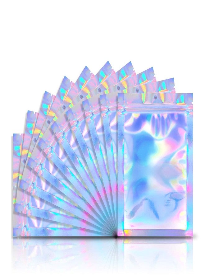 NObranded 100pcs 5"X 7" Smell Proof Resealable Mylar Bags Food Storage Holographic Bags Foil Pouch Double-Sided Zipper lock Bag - Image 1