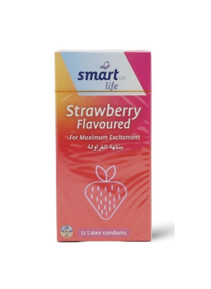 بريميم واقيات ذكرية سمارت لايف بنكهة الفراولة – لاتكس عطري لإثارة مضاعفة (عبوة ١٢ واقيًا) - Image 1
