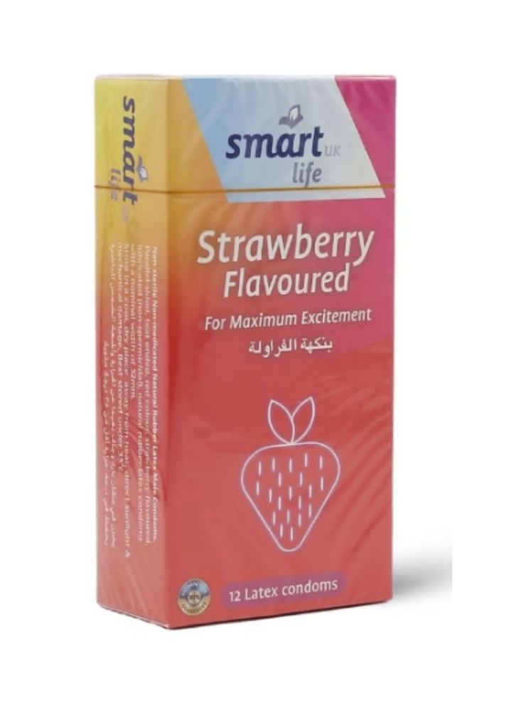 بريميم واقيات ذكرية سمارت لايف بنكهة الفراولة – لاتكس عطري لإثارة مضاعفة (عبوة ١٢ واقيًا) - Image 2