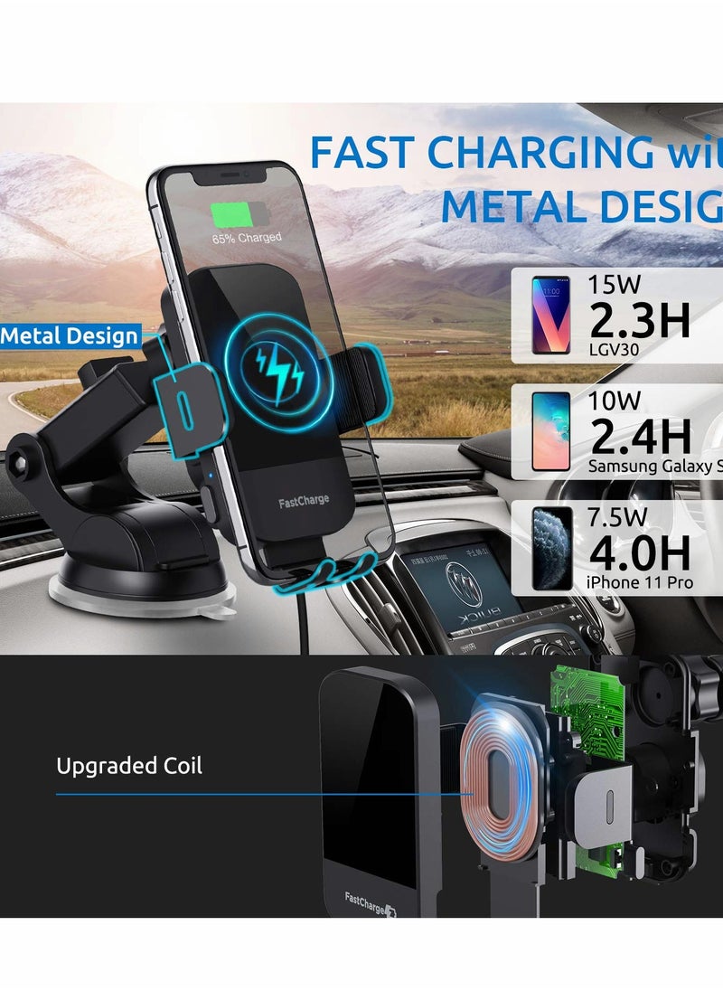 Generic - 15W Fast Wireless Car Charger with Auto Clamping for iPhone & Samsung Galaxy - Compatible with iPhone 14/13/12/11 Pro Max, Galaxy S22/S21/S20/S10+ & Note 9 - Image 1